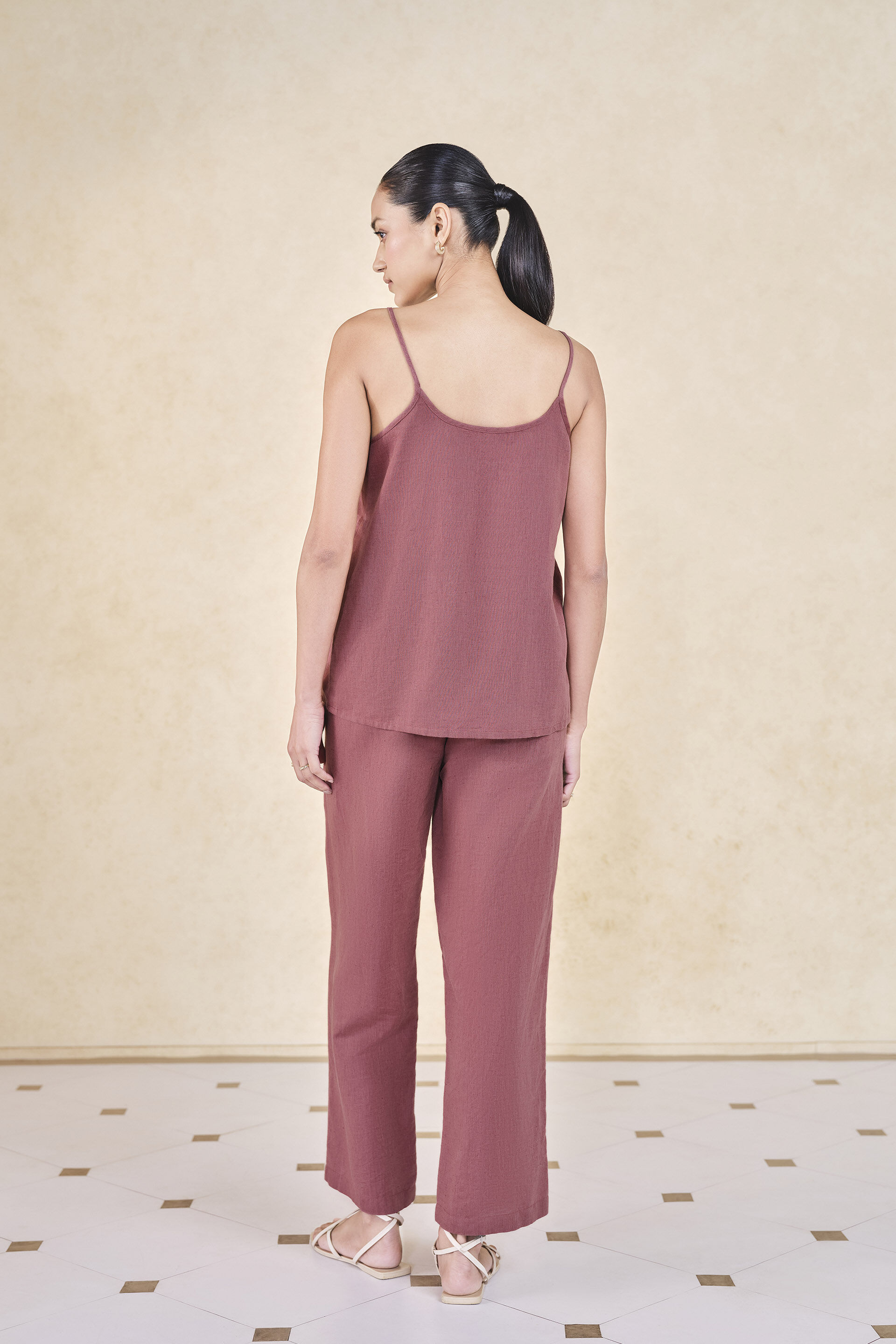 Rhubarb Hand-embroidered Kantha Linen Overlayer Set - Pink, Pink, image 5